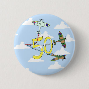 Chapa Redonda De 5 Cm Spitfires 50 cumpleaños (Cielo Azul)