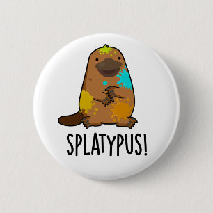 Chapa Redonda De 5 Cm Splatypus Funny Animal Platypus Pun