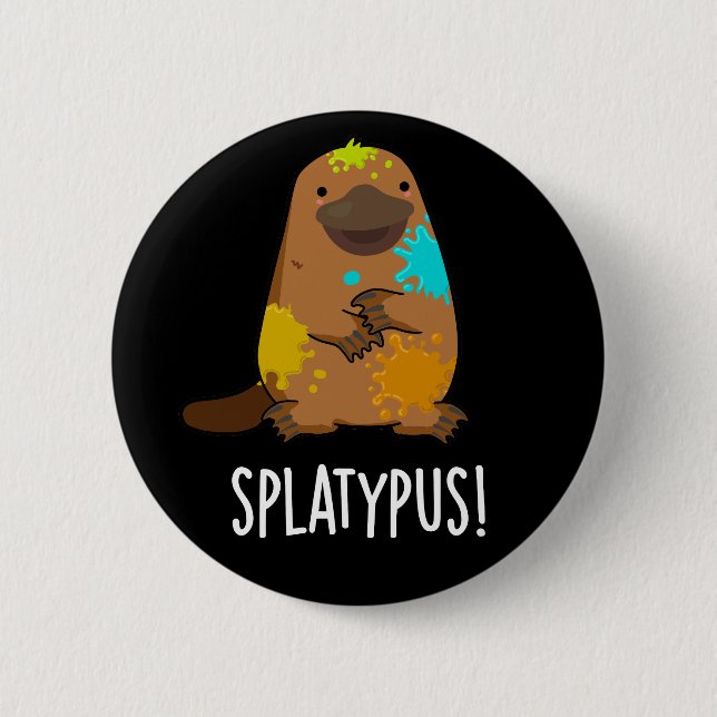 Chapa Redonda De 5 Cm Splatypus Funny Animal Platypus Pun Dark BG (Anverso)