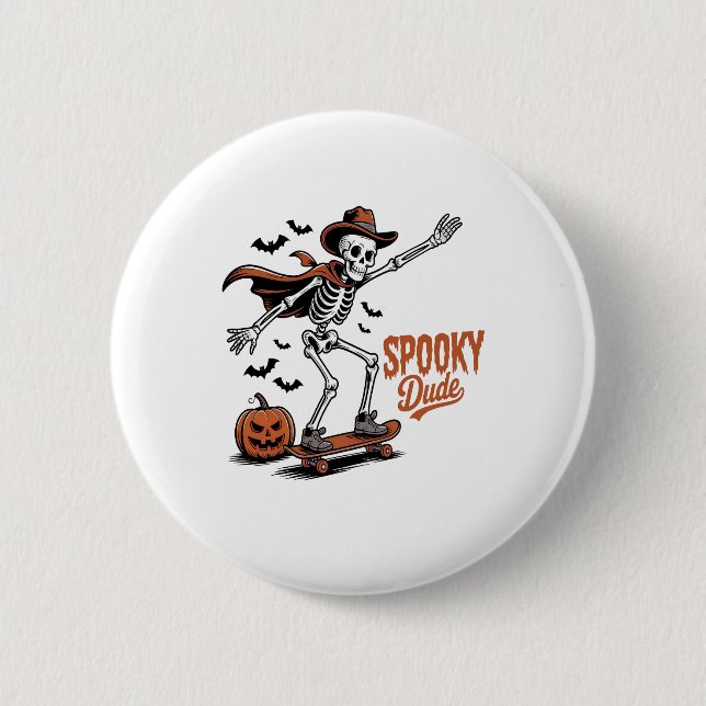 Chapa Redonda De 5 Cm Spooky Dude Spooky Season (Anverso)