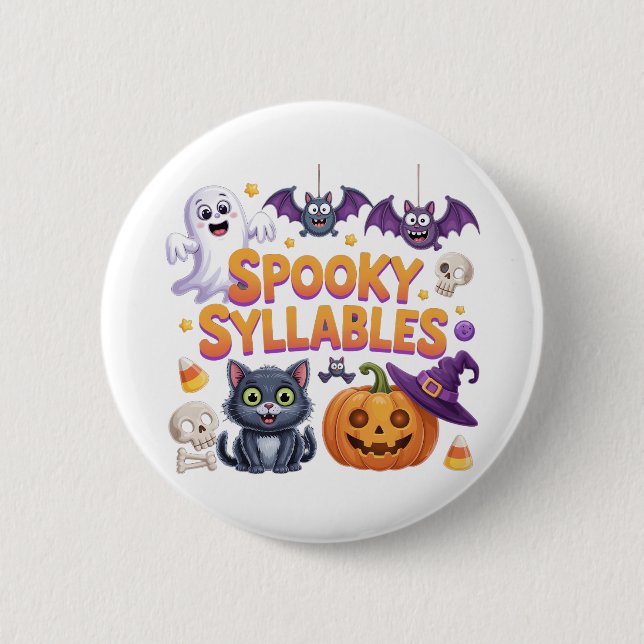 Chapa Redonda De 5 Cm Spooky Syllables (Anverso)