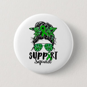 Chapa Redonda De 5 Cm Squad Messy Bun Warrior Green Mental Health Proble