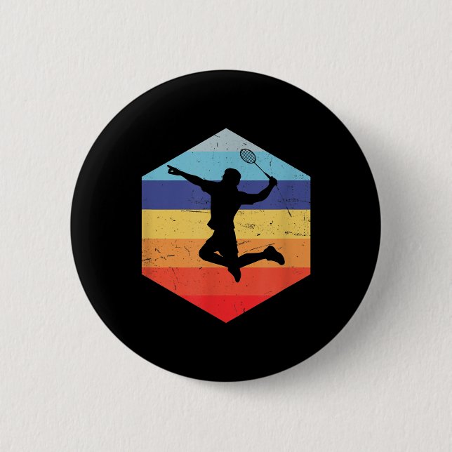 Chapa Redonda De 5 Cm Squash Mens Badminton Player (Anverso)