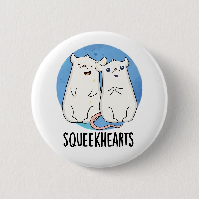 Chapa Redonda De 5 Cm Squeekcorazones Funny Mouse Pun (Anverso)