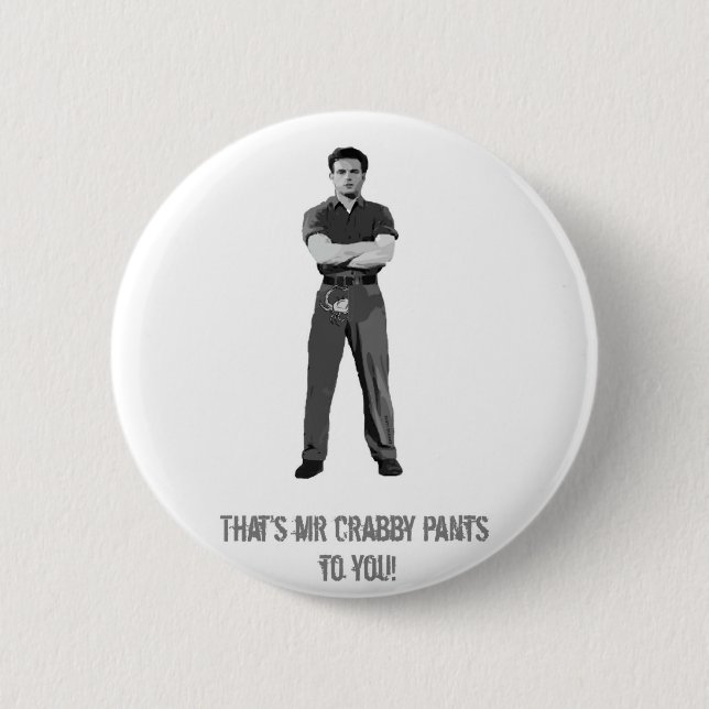 Chapa Redonda De 5 Cm Sr. Crabby Pants (Anverso)