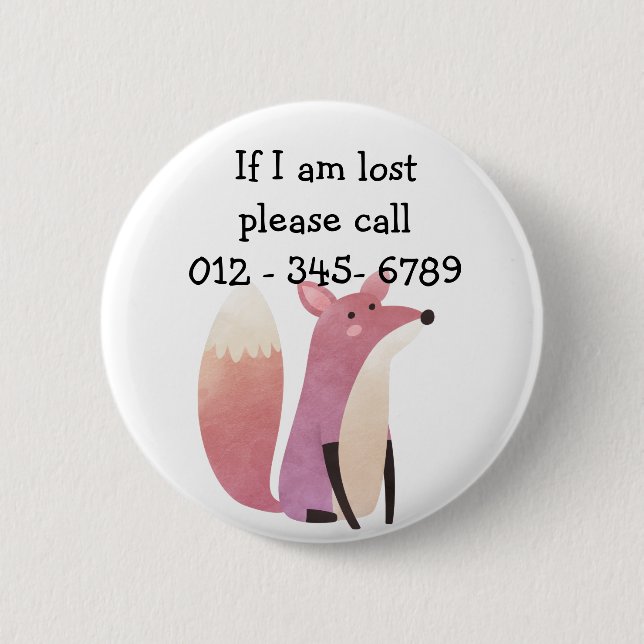 Chapa Redonda De 5 Cm Sr. Fox, Contacto de emergencia infantil (Anverso)