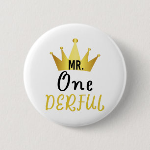 Chapa Redonda De 5 Cm Sr. Onemaravillosos Camisetas Primer Cumpleaños Ca