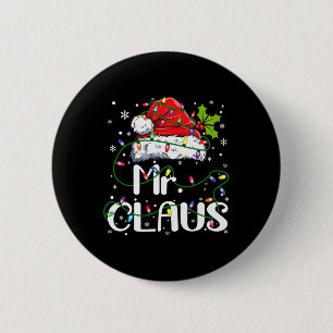 Chapa Redonda De 5 Cm Sr. Y Sra. Claus Parejas Navidades Pajama
