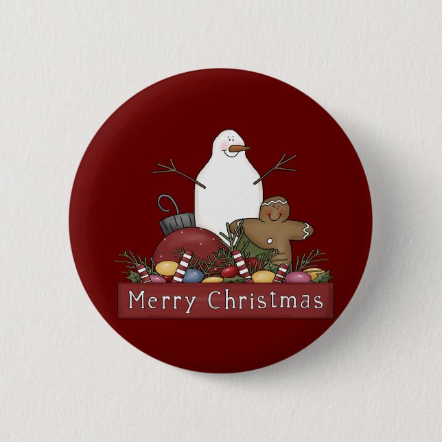 Chapa Redonda De 5 Cm Sr. y Sra. Snowman (Anverso)