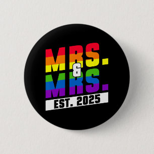 Chapa Redonda De 5 Cm Sra. y Sra. Est. 2025 - Boda del Orgullo Gay 