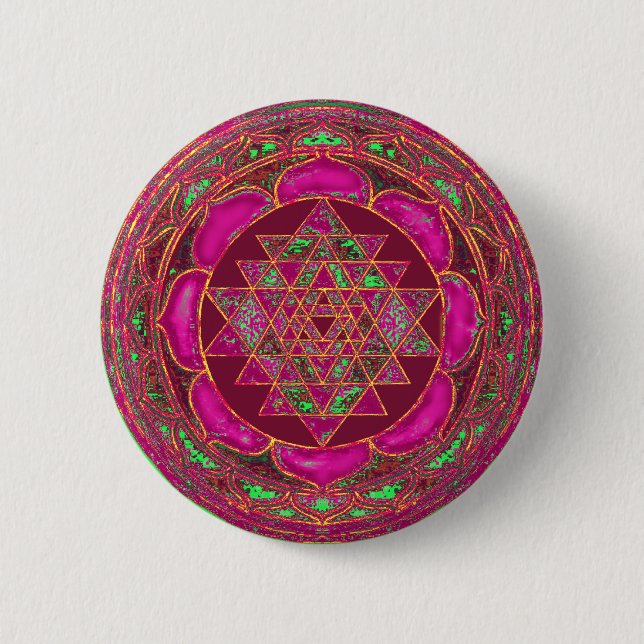 Chapa Redonda De 5 Cm Sri Lakshmi Yantra Mandala (Anverso)