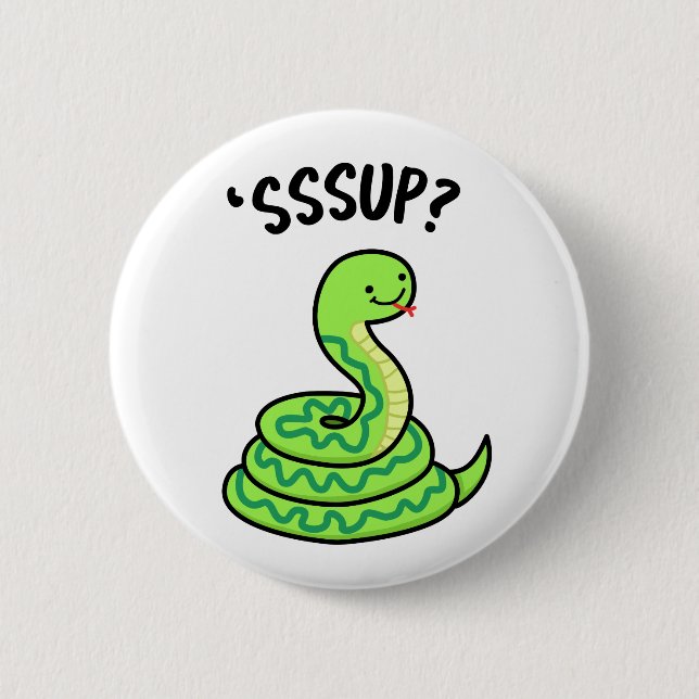 Chapa Redonda De 5 Cm Sssup Funny Hissing Snake Pun (Anverso)