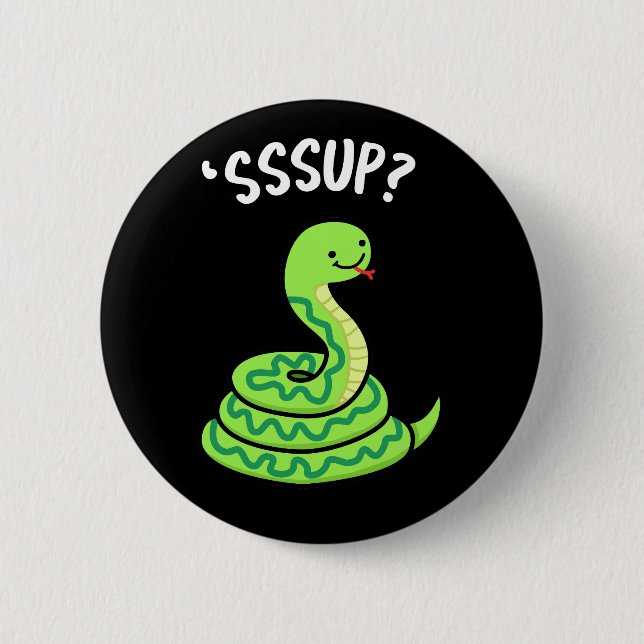 Chapa Redonda De 5 Cm Sssup Funny Hissing Snake Pun Dark BG (Anverso)