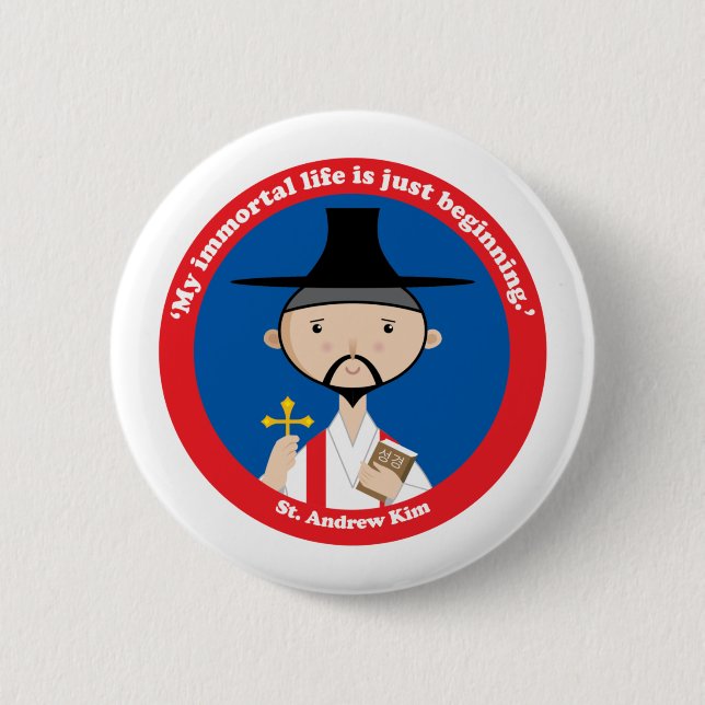 Chapa Redonda De 5 Cm St. Andrew Kim (Anverso)