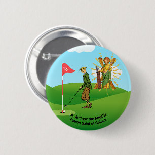 Chapa Redonda De 5 Cm St. Andrew y golfista masculino elegante