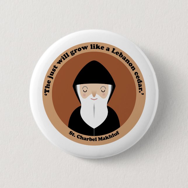 Chapa Redonda De 5 Cm St. Charbel Makhluf (Anverso)