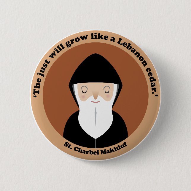 Chapa Redonda De 5 Cm St. Charbel Makhluf (Anverso)