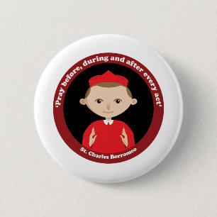 Chapa Redonda De 5 Cm St. Charles Borromeo