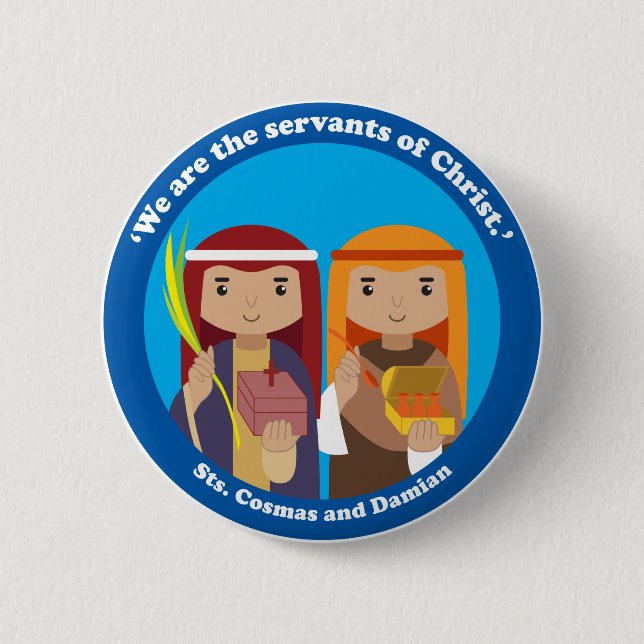 Chapa Redonda De 5 Cm St. Cosmas y Damián (Anverso)