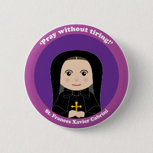 Chapa Redonda De 5 Cm St. Frances Javier Cabrini
