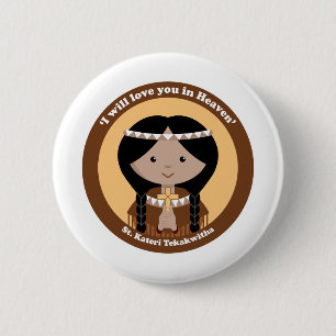 Chapa Redonda De 5 Cm St. Kateri Tekakwitha