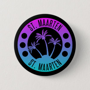 Chapa Redonda De 5 Cm St. Maarten Blue Gradient Sint Martin