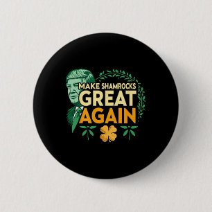 Chapa Redonda De 5 Cm St. Patrick Trump Irlandés Americano- Hacer Trébol