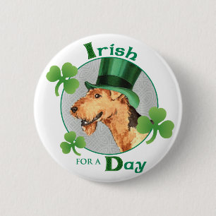 Chapa Redonda De 5 Cm St. Patrick's Day Airedale