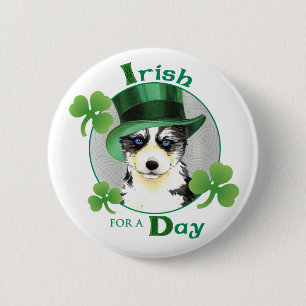 Chapa Redonda De 5 Cm St. Patrick's Day Husky