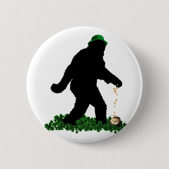 Chapa Redonda De 5 Cm St Patrick's Day Lucky Sasquatch (Anverso)