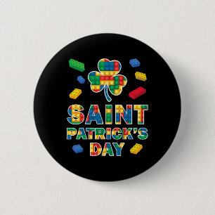Chapa Redonda De 5 Cm St Patricks Day Master Builder Bloquea Brick Shamr