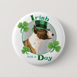 Chapa Redonda De 5 Cm St. Patrick's Day Mini Bull Terrier