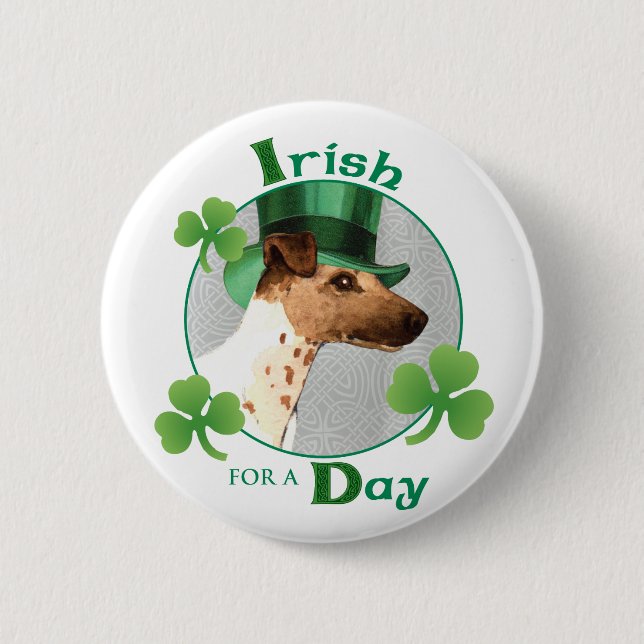 Chapa Redonda De 5 Cm St. Patrick's Day Smooth Fox Terrier (Anverso)