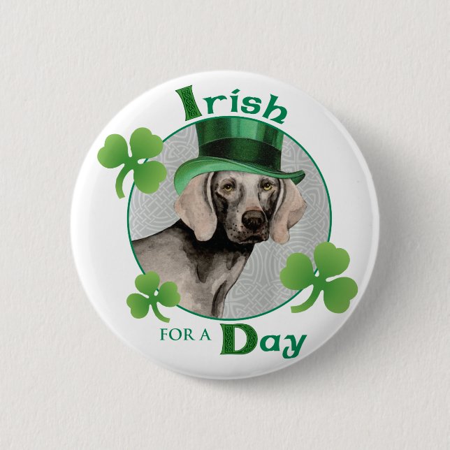 Chapa Redonda De 5 Cm St. Patrick's Day Weimaraner (Anverso)