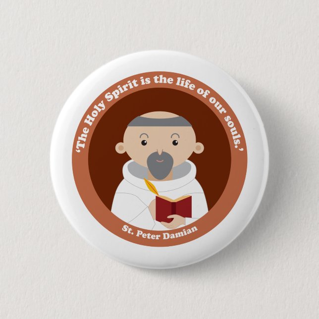 Chapa Redonda De 5 Cm St. Peter Damian (Anverso)