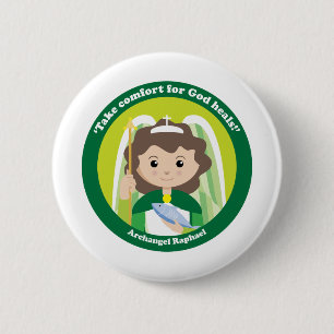 Chapa Redonda De 5 Cm St. Raphael el Archangel