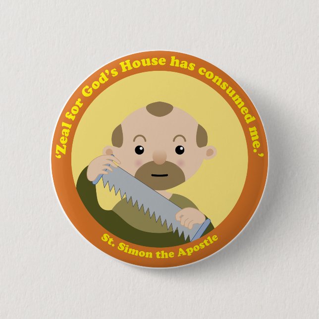 Chapa Redonda De 5 Cm St Simon el apóstol (Anverso)