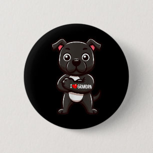 Chapa Redonda De 5 Cm Staffordshire Bull Terrier I Love Grandpa Funny Do