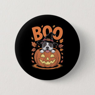 Chapa Redonda De 5 Cm Staffy Costume Calabaza Halloween Staffordshire Bu