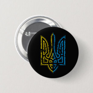 Chapa Redonda De 5 Cm Stand with Ukraine Retro Vintafe Flag Tridente