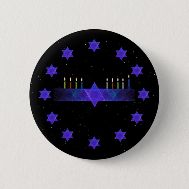 Chapa Redonda De 5 Cm Star Bar Menorah (Anverso)