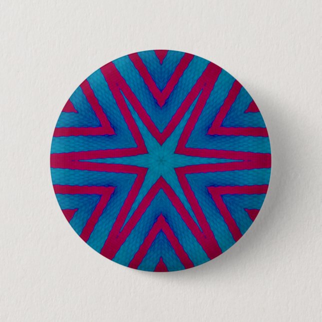 Chapa Redonda De 5 Cm Star Red and Blue Geometric (Anverso)