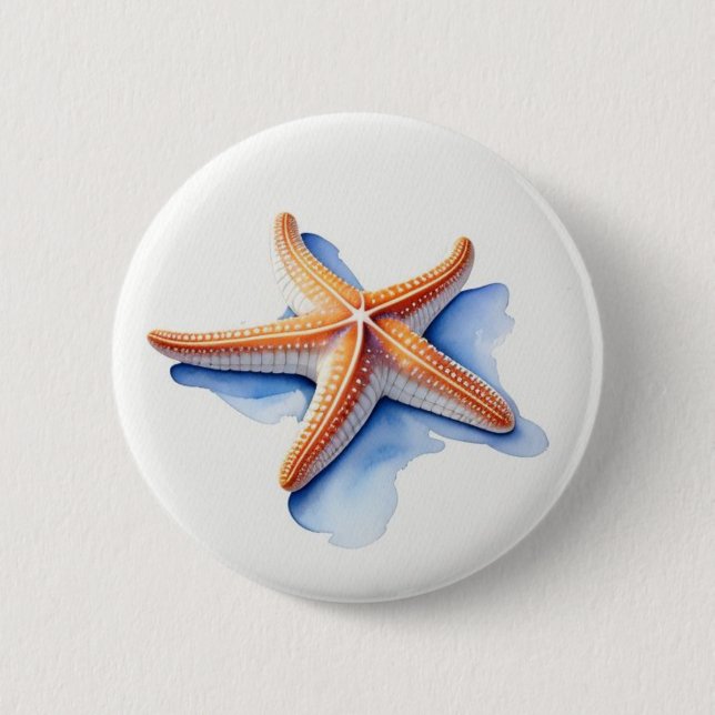 Chapa Redonda De 5 Cm Starfish and Blue Silhouette (Anverso)