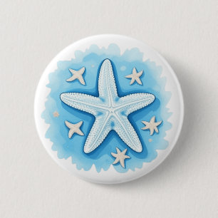 Chapa Redonda De 5 Cm Starfish en azul