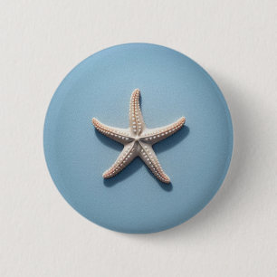 Chapa Redonda De 5 Cm Starfish exótico con fondo azul