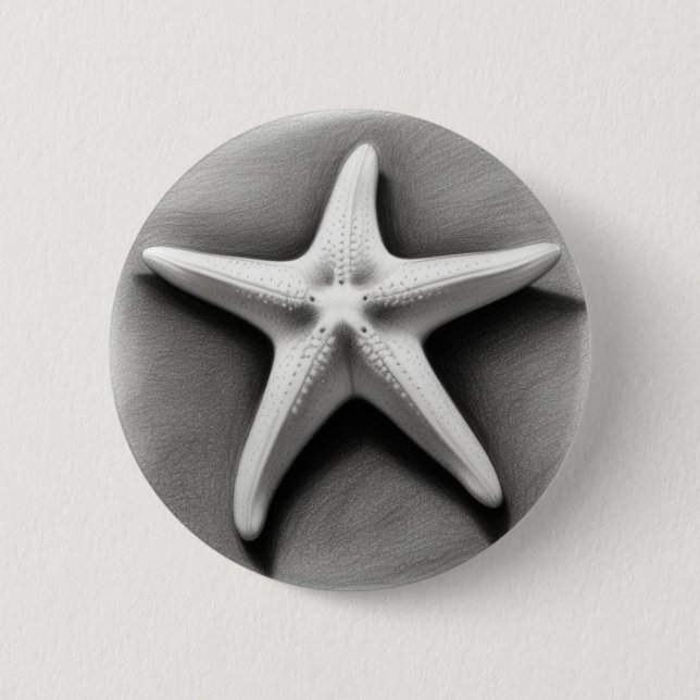 Chapa Redonda De 5 Cm Starfish negro y blanco (Anverso)