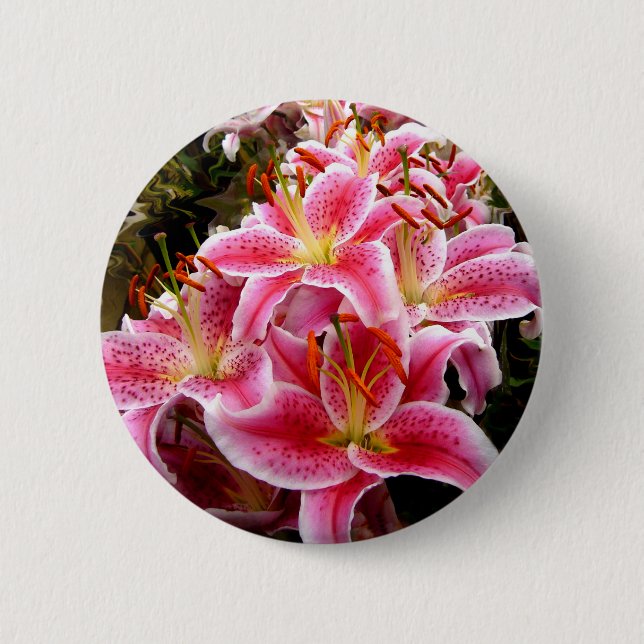 Chapa Redonda De 5 Cm "Stargazer" Lilies (Anverso)