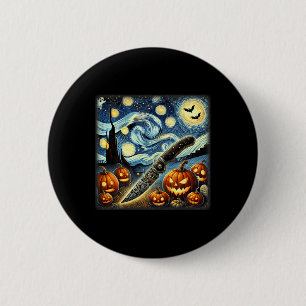 Chapa Redonda De 5 Cm Starry Night Knife Chef Halloween