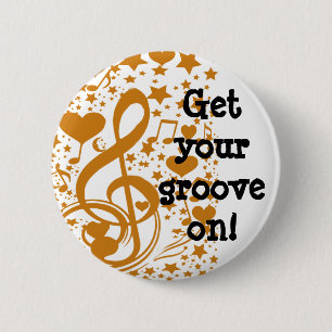Chapa Redonda De 5 Cm Stars, Hears and The Music Notes, Gold_