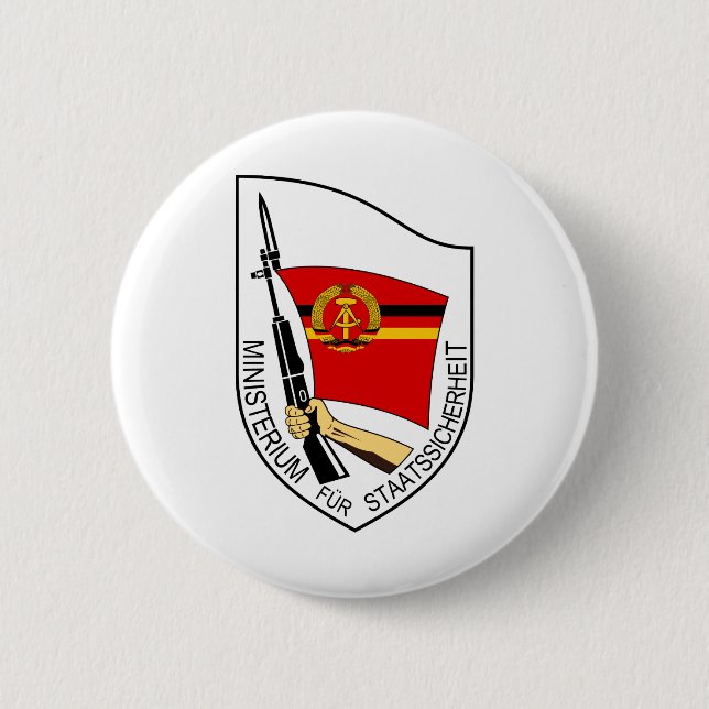 Chapa Redonda De 5 Cm Stasi - DDR (República Democrática Alemana) (Anverso)